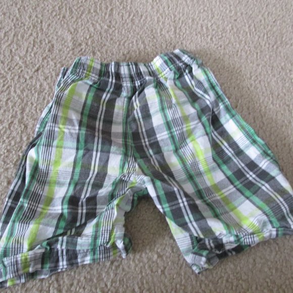 Peanut & Ollie Pull On Shorts Toddler‎ Boys 3T Green White Plaid Elastic Bottoms - Picture 3 of 3